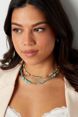 Necklace many beads - Natural stones collection Turquoise & Gold Stainless Steel h5 Picture4